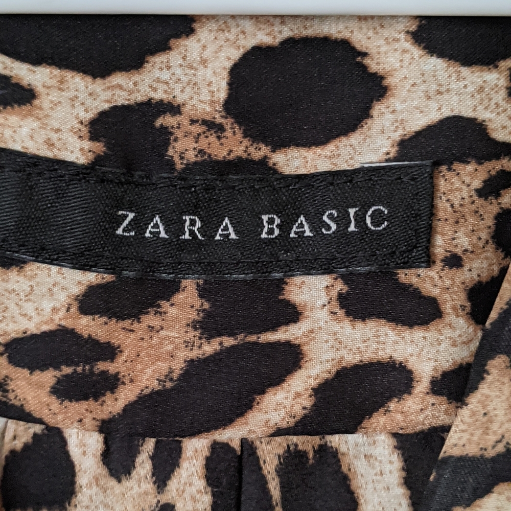 Zara Basic Long Sleeve Button Sz Smallanimal Print - image 3